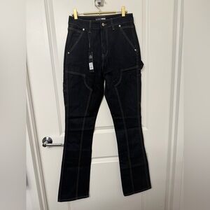 Utility Style High-Waist Black Denim Jeans